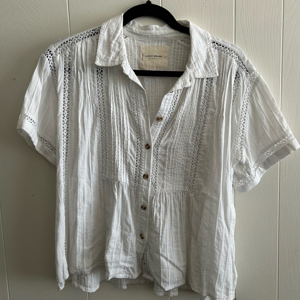 Lucky Brand White Casual Button Down Shirt